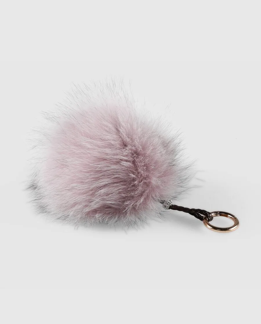 Llavero pompón rosa claro de pelo de zorro para mujer marca Swarz