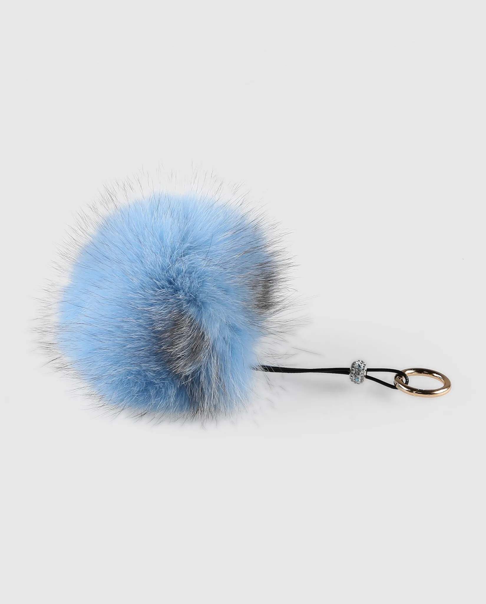 Llavero pompón azul claro de pelo de zorro para mujer marca Swarz