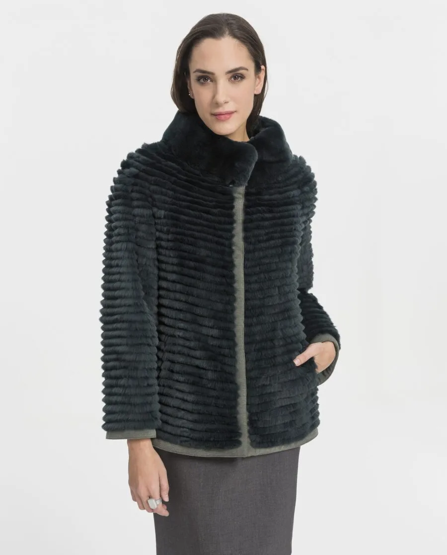 Chaqueta de rex verde reversible De La Roca