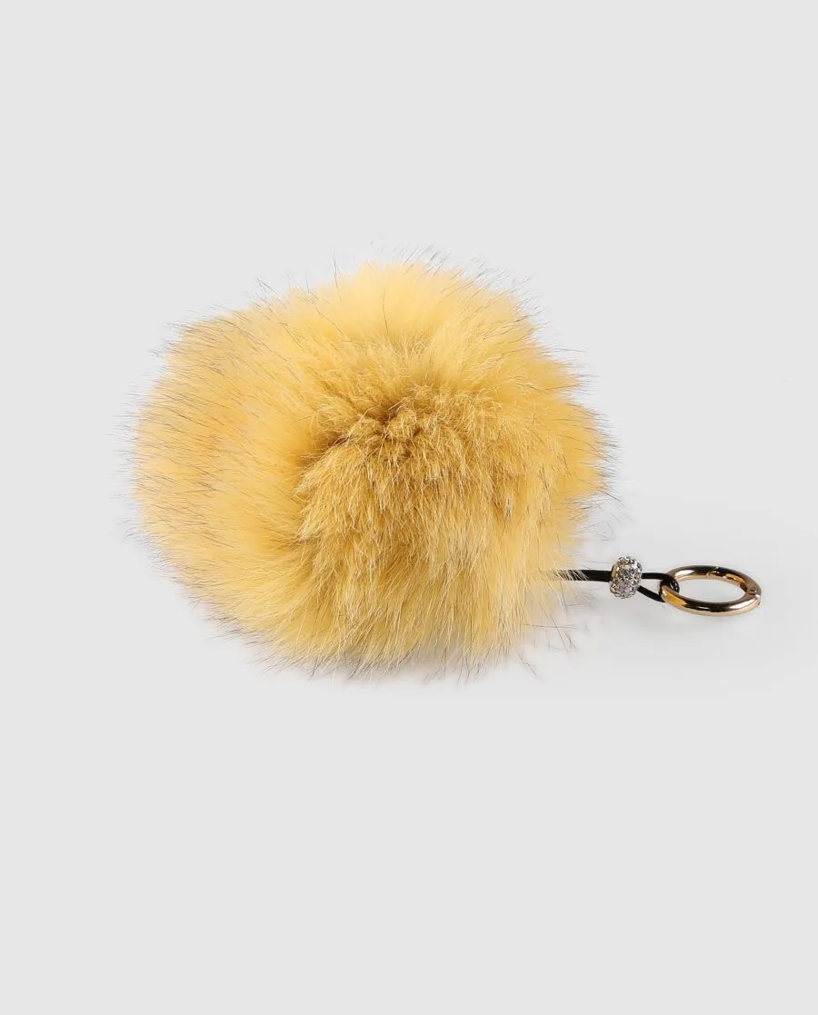 Llavero pompón amarillo de pelo de zorro para mujer marca Swarz