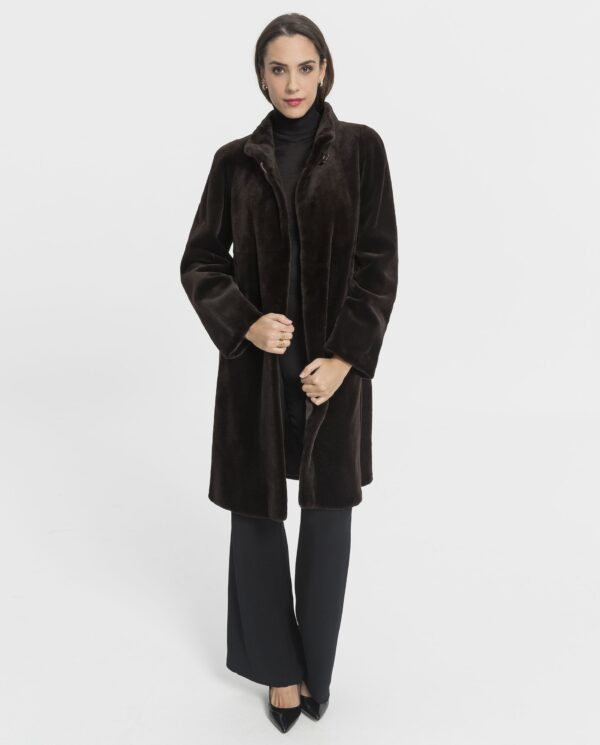Abrigo largo de visón rasado Saga Furs para mujer color marrón marca Saint Germain