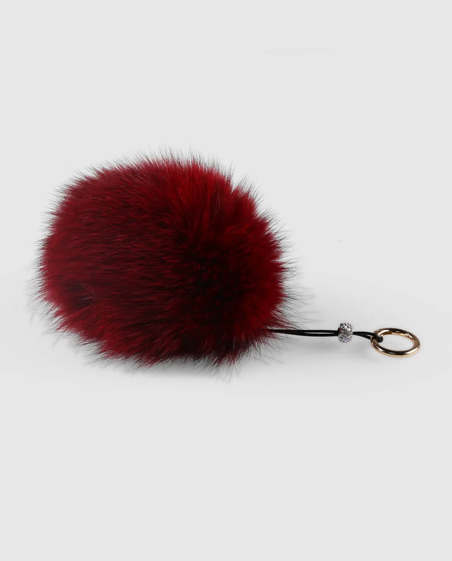 Llavero pompón granate de pelo de zorro para mujer marca Swarz