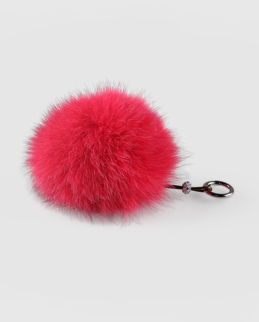Llavero pompón rosa fucsia de pelo de zorro para mujer marca Swarz
