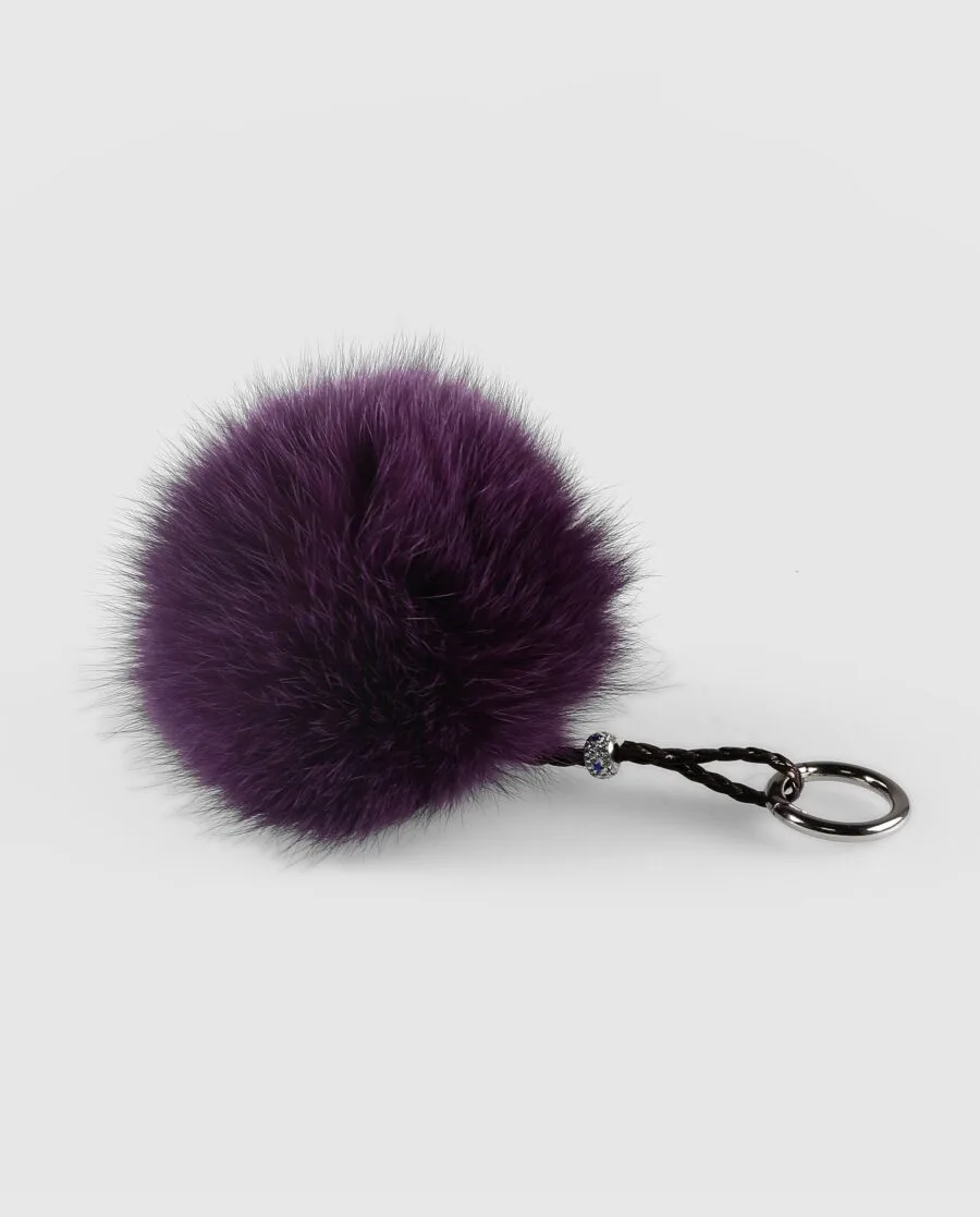 Llavero pompón morado de pelo de zorro para mujer marca Swarz