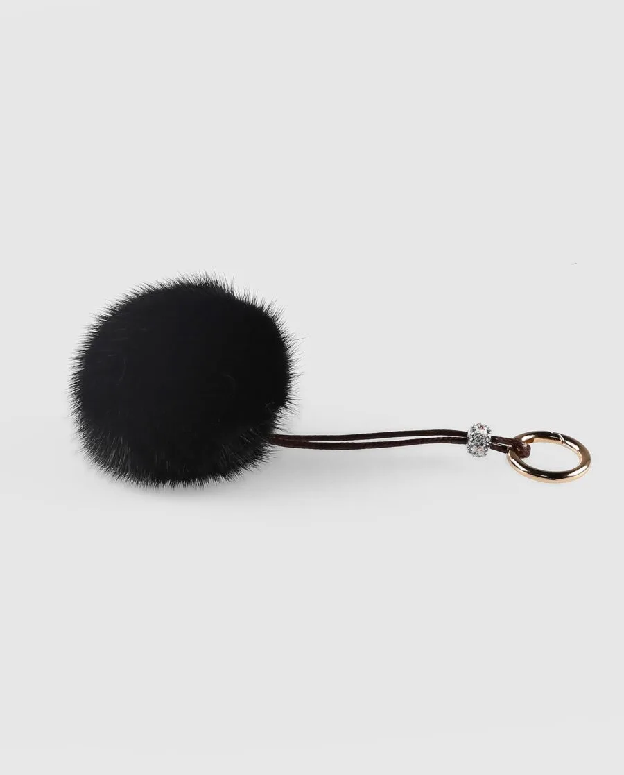 Llavero pompón negro de pelo de visón para mujer marca Swarz