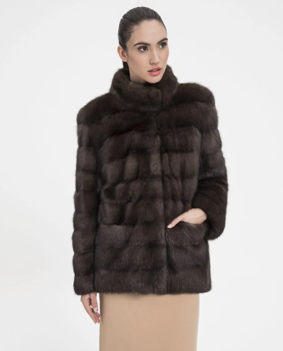 Chaqueta de martas rusas en color natural para mujer