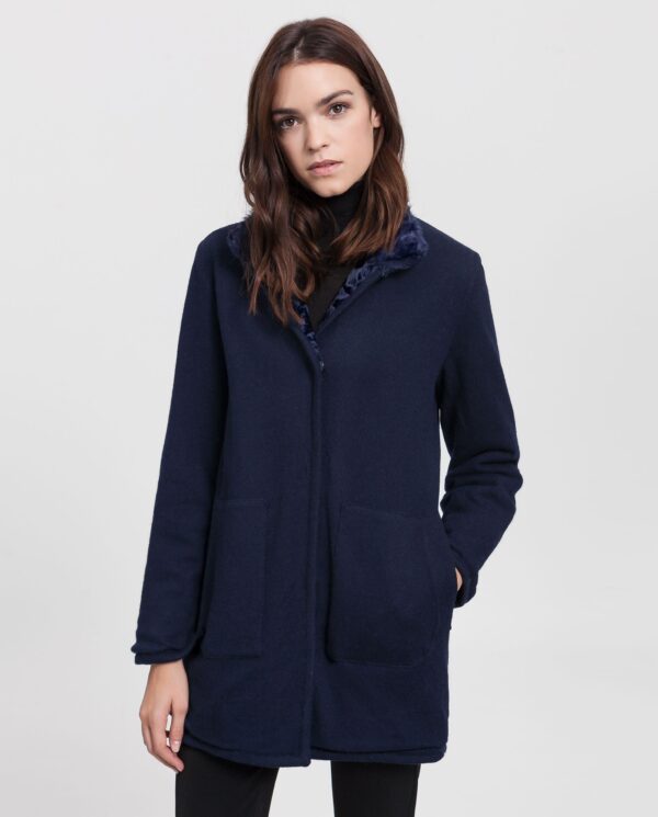 Abrigo azul oscuro de pelo de cordero xianggao reversible para mujer marca Saint Germain