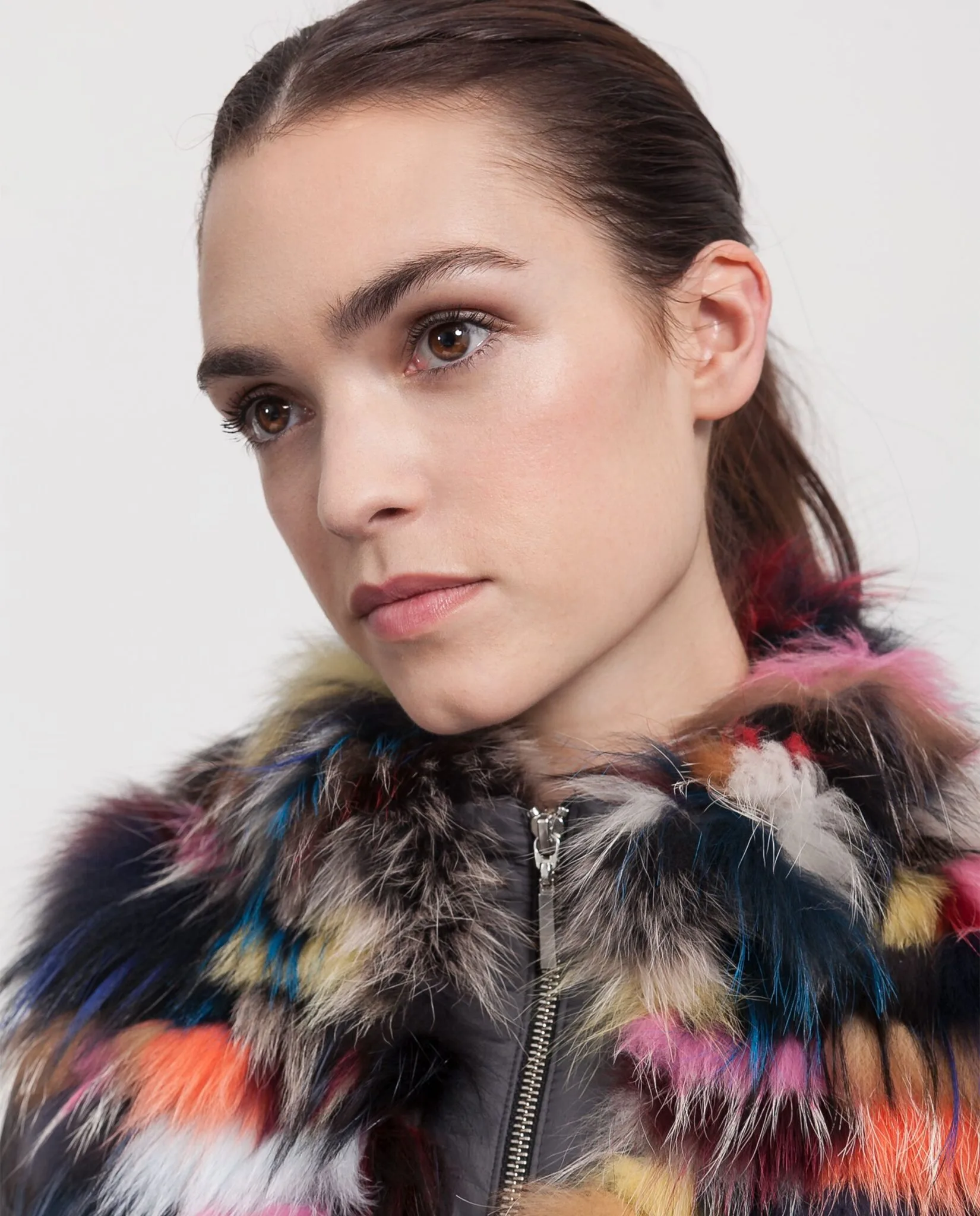 Cazadora de pelo de zorro multicolor para mujer marca De la Roca