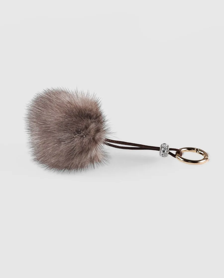 Llavero pompón gris de pelo de vison para mujer marca Swarz