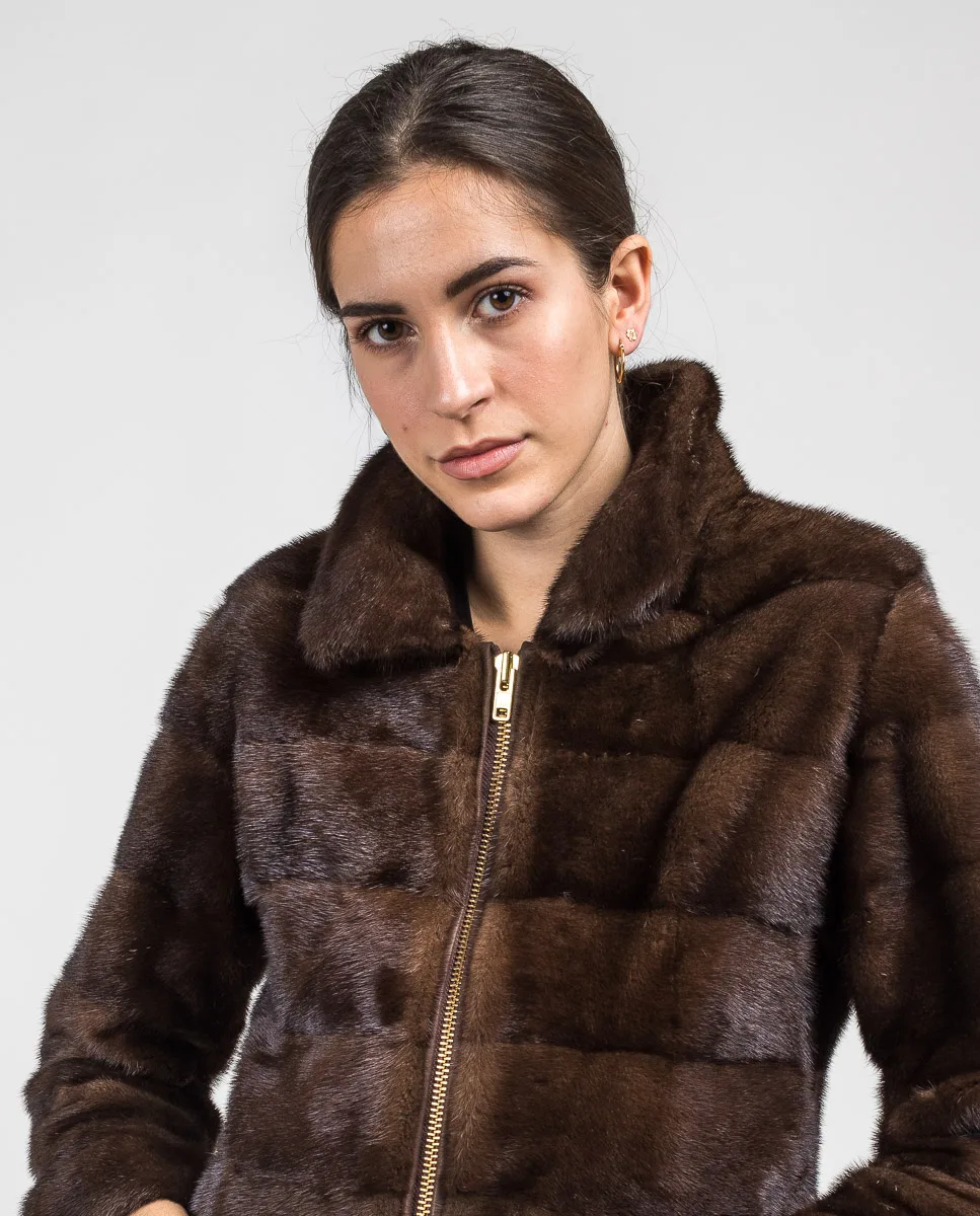 Chaqueta de pelo de mujer de visón con cierre de cremallera - Imagen 7