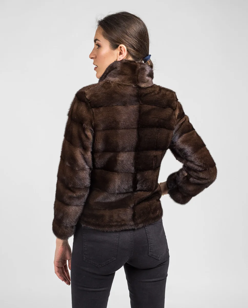 Chaqueta de pelo de mujer de visón con cierre de cremallera - Imagen 6