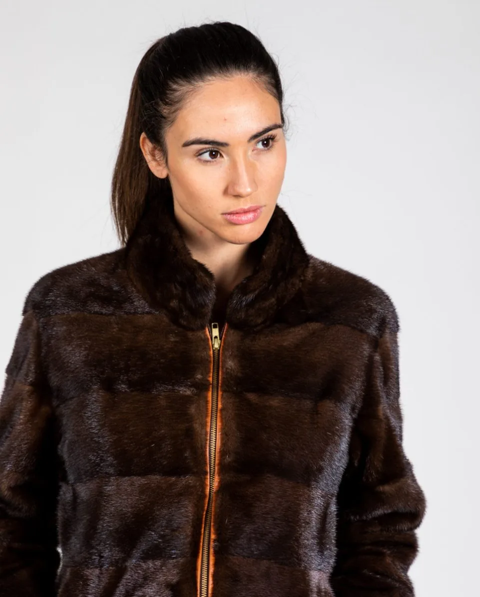 Chaqueta de pelo de mujer de visón con cierre de cremallera - Imagen 3