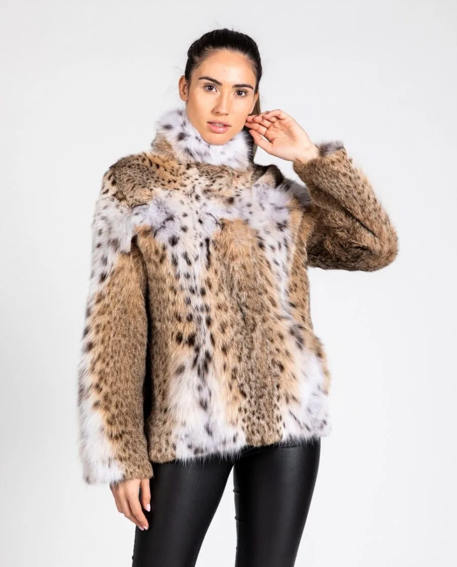 Chaqueta de pelo de LinxCat (gato lince) natural para mujer con cierre de cremallera marca De la Roca