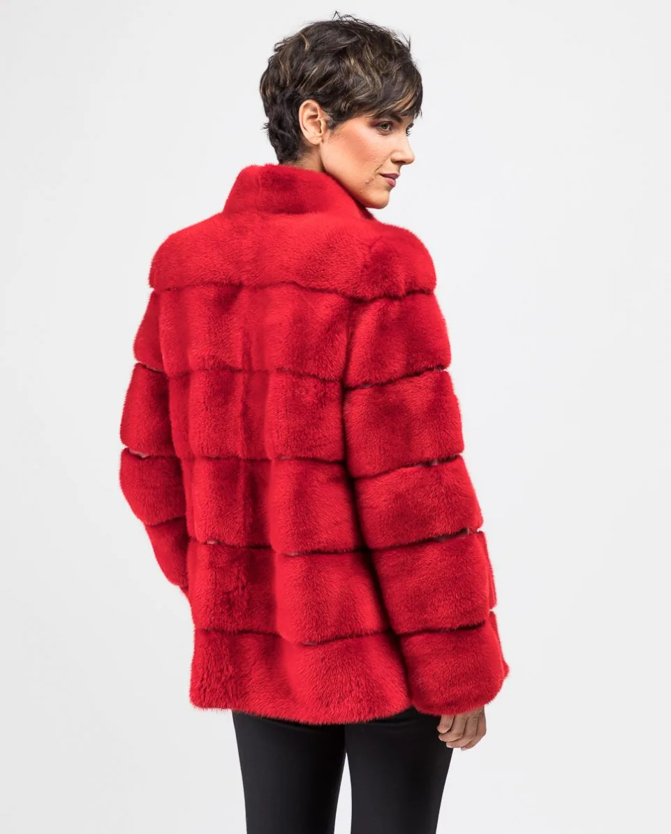 Chaquetón de mujer de pelo de visón con cuello levantado - Imagen 2