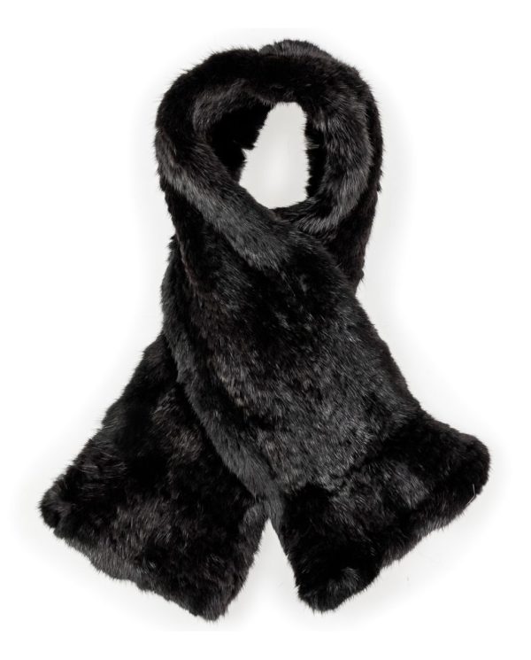 Bufanda De la Roca de pelo de visón tricotado en color negro