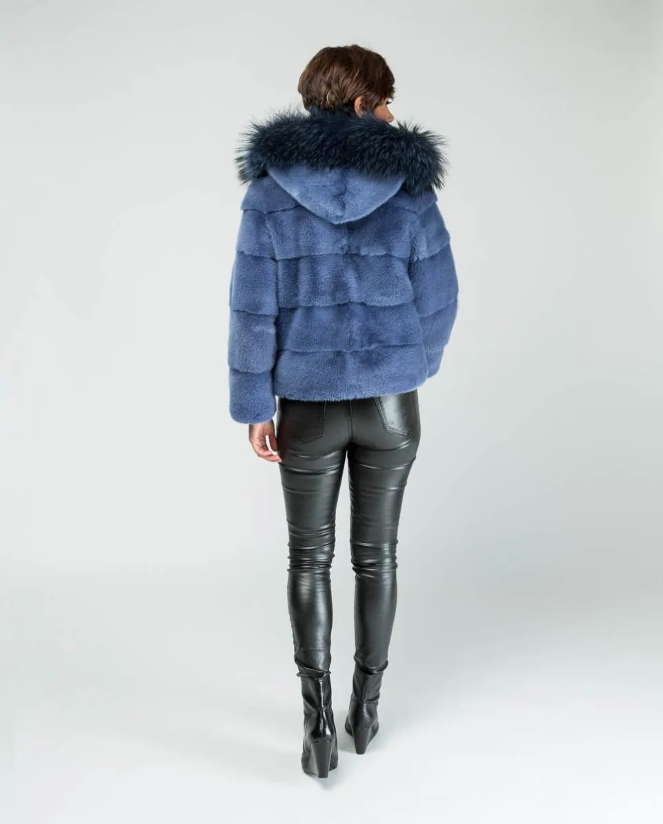 Chaqueta de pelo de mujer de visón con capucha - Imagen 2
