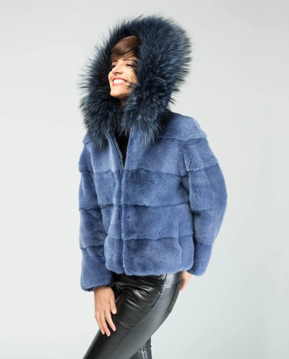 Chaqueta de pelo de mujer de visón con capucha - Imagen 3