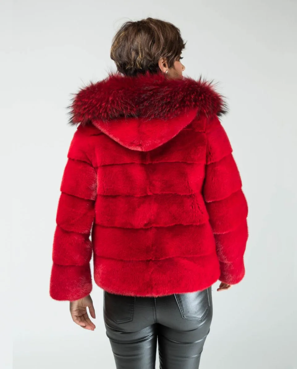 Chaqueta de pelo de mujer de visón con capucha - Imagen 4