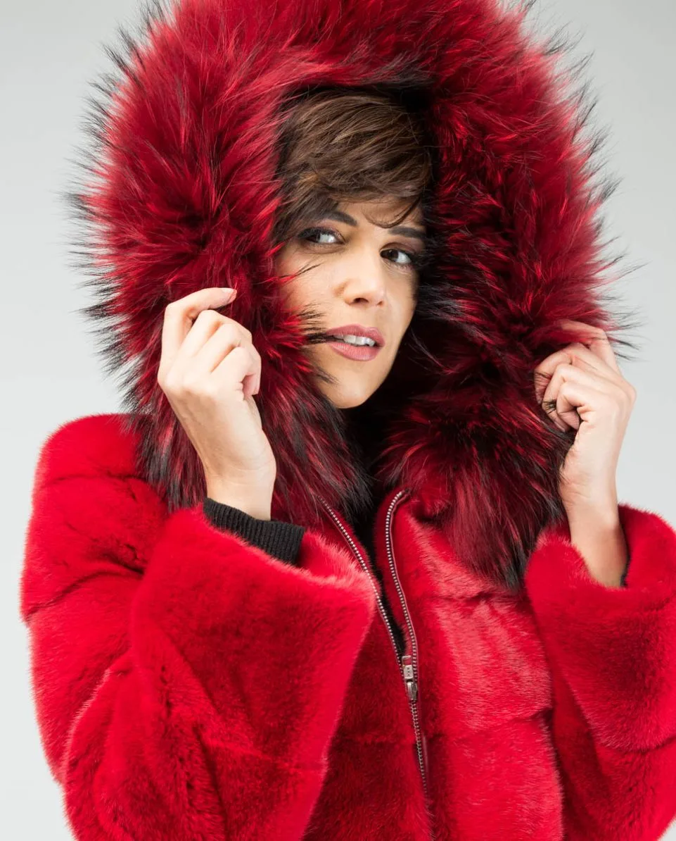 Chaqueta de pelo de mujer de visón con capucha - Imagen 2