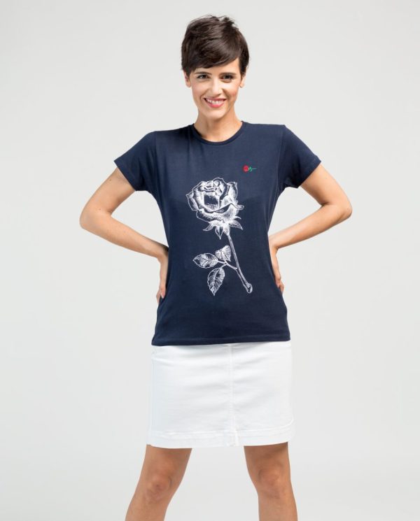 Camiseta de mujer de manga corta con estampado frontal