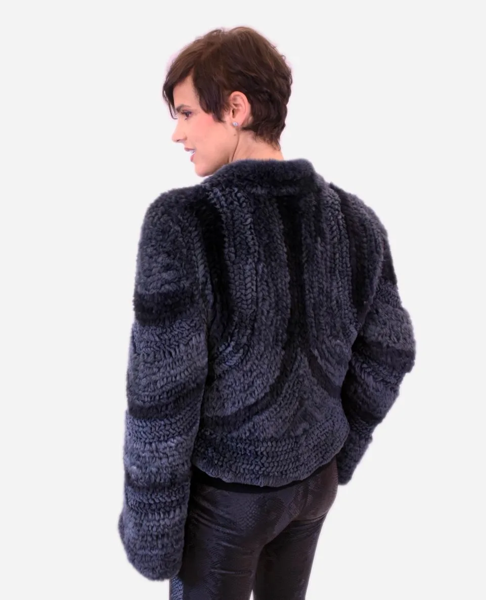 Chaqueta de pelo de mujer de rex tricotado - Imagen 2