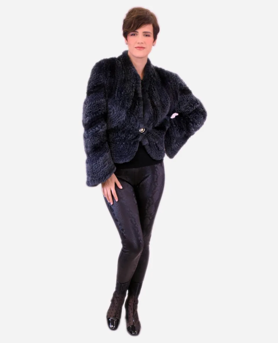 Chaqueta de pelo de mujer de rex tricotado - Imagen 3