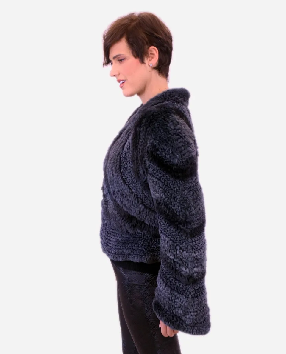 Chaqueta de pelo de mujer de rex tricotado - Imagen 4