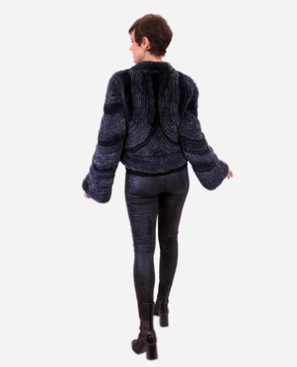 Chaqueta de pelo de mujer de rex tricotado - Imagen 5