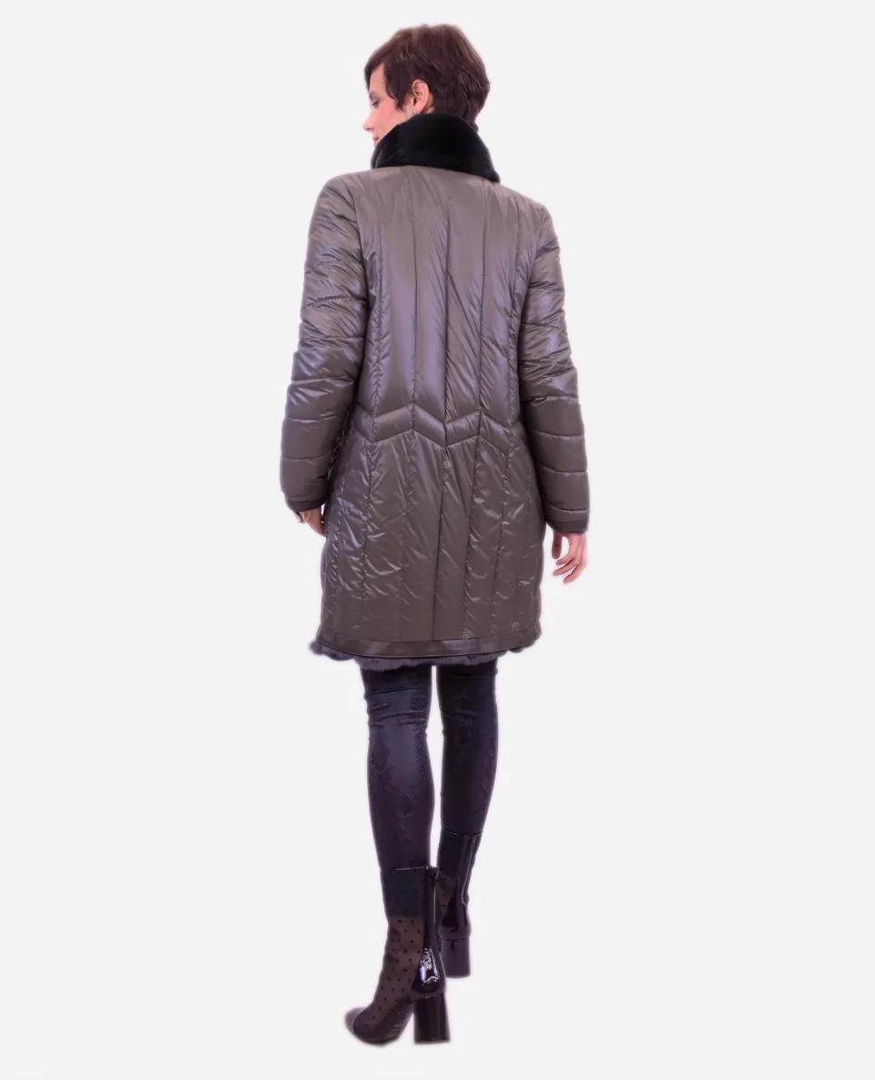 Gabardina reversible de mujer de pelo rex estilo linner - Imagen 2