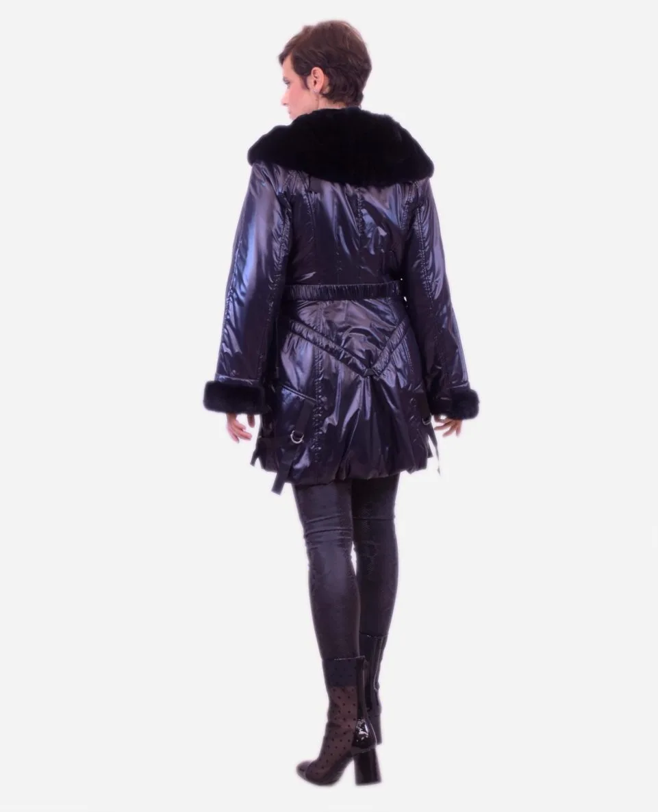 Gabardina de mujer de pelo rex rasado con forro desmontable - Imagen 2
