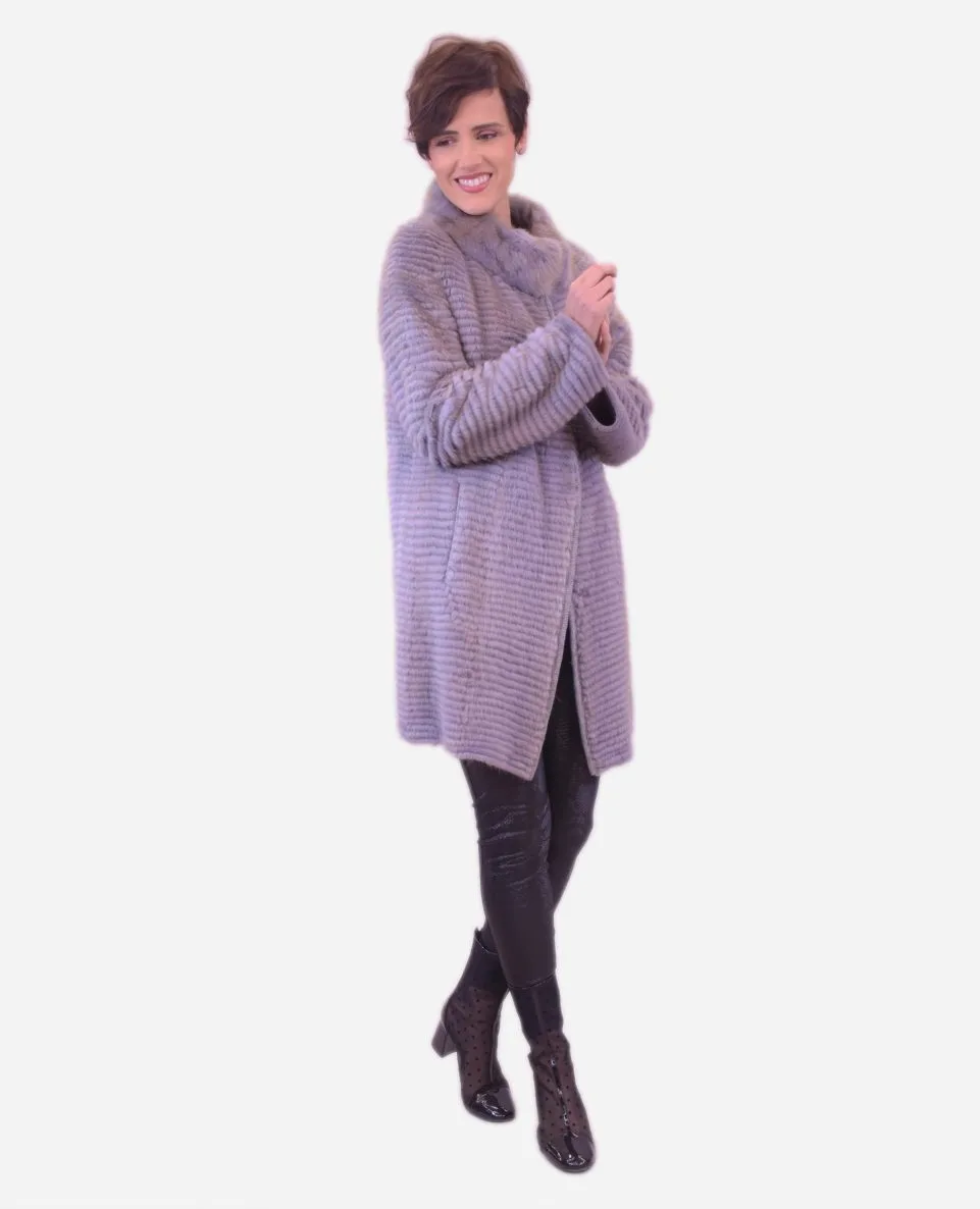 Abrigo de mujer de pelo de rat mousquet con forro de punto - Imagen 4