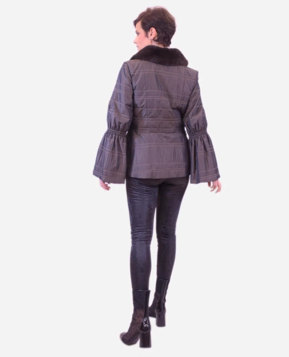Gabardina corta de mujer de pelo rex rasado con forro - Imagen 2