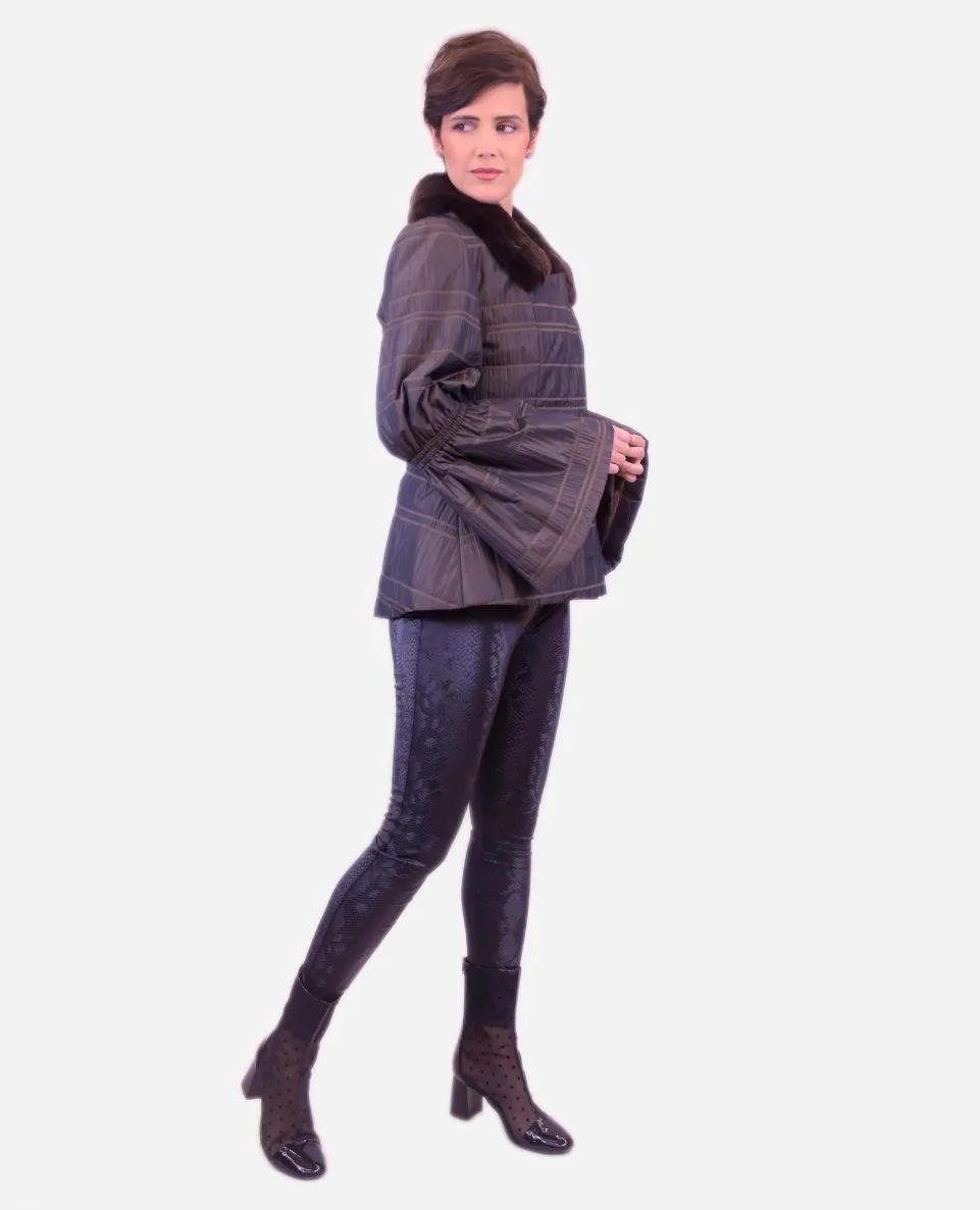 Gabardina corta de mujer de pelo rex rasado con forro - Imagen 4