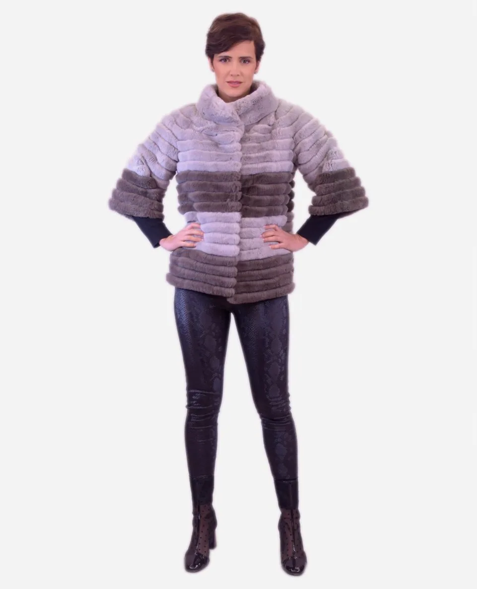 Chaqueta de mujer de pelo rex con manga francesa - Imagen 3