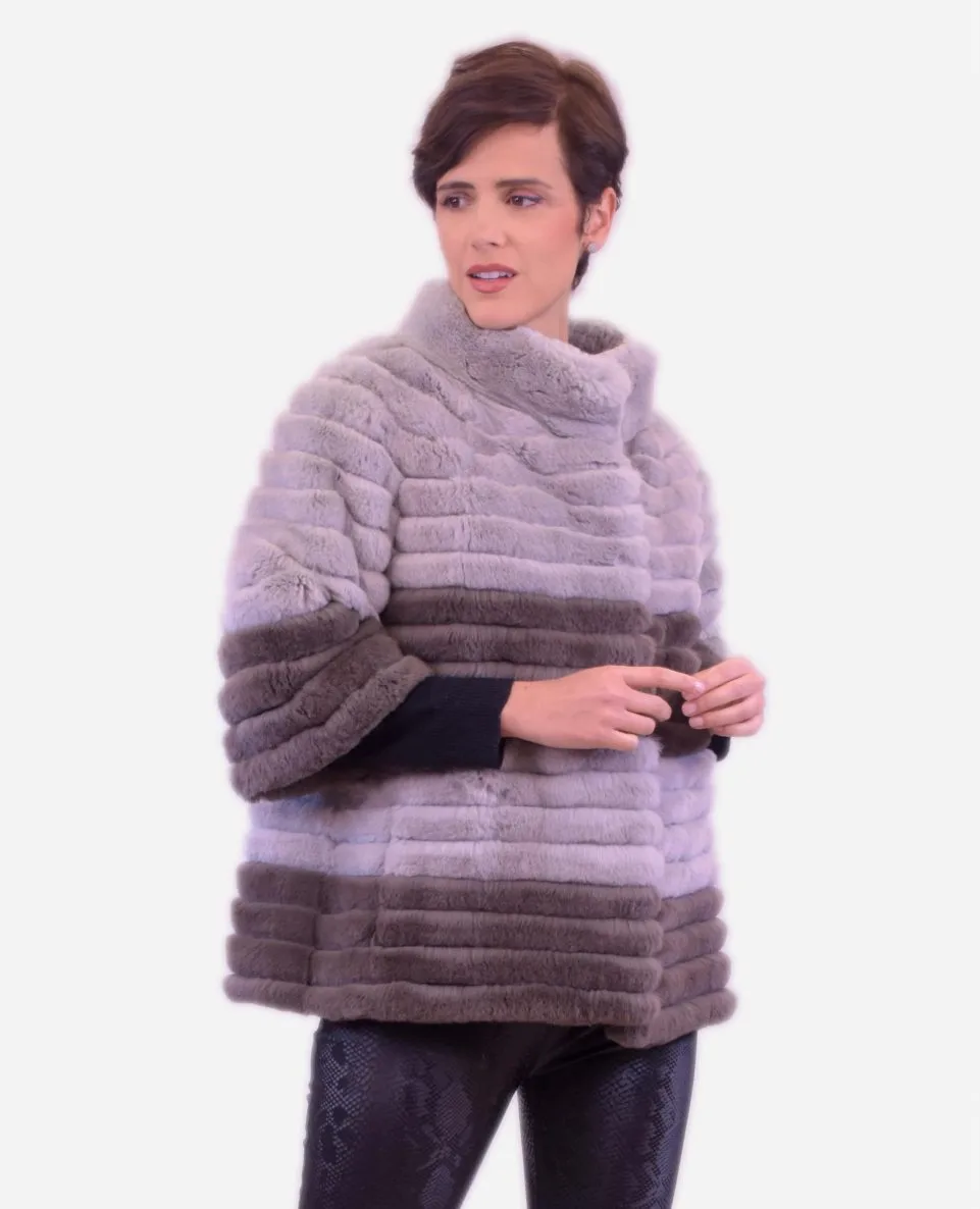 Chaqueta de mujer de pelo rex con manga francesa