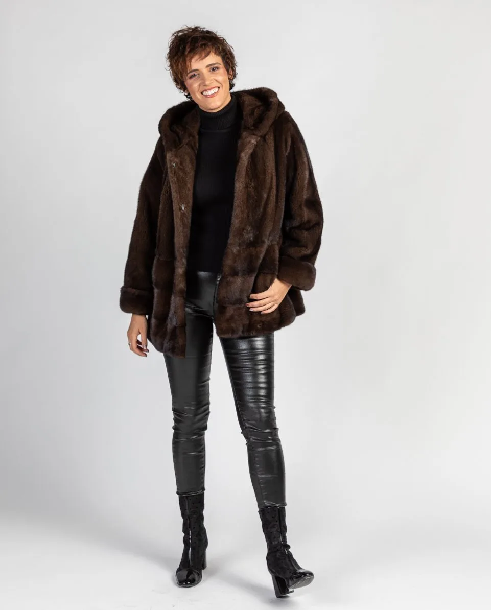 Chaqueta de pelo de mujer de visón con capucha - Imagen 4