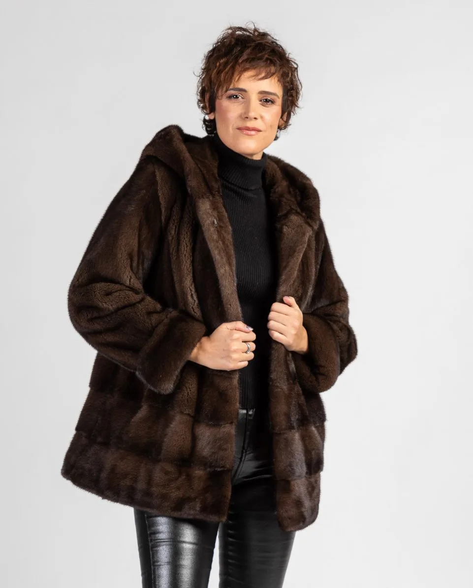 Chaqueta de pelo de mujer de visón con capucha - Imagen 3