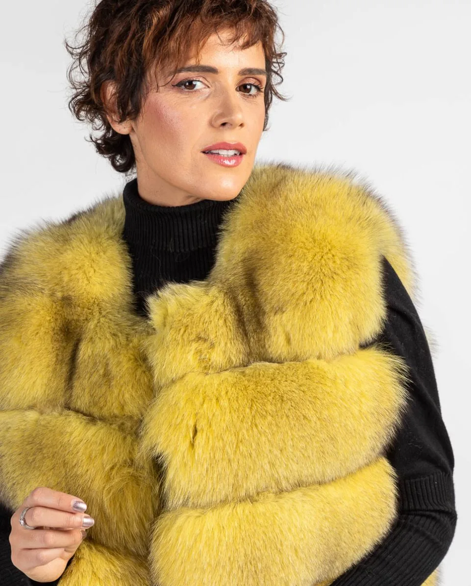 Chaleco de pelo de mujer de zorro en horizontal - Imagen 3