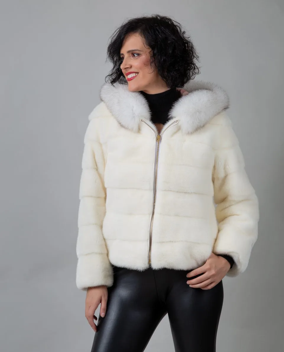 Chaqueta de pelo de mujer de visón con capucha - Imagen 3