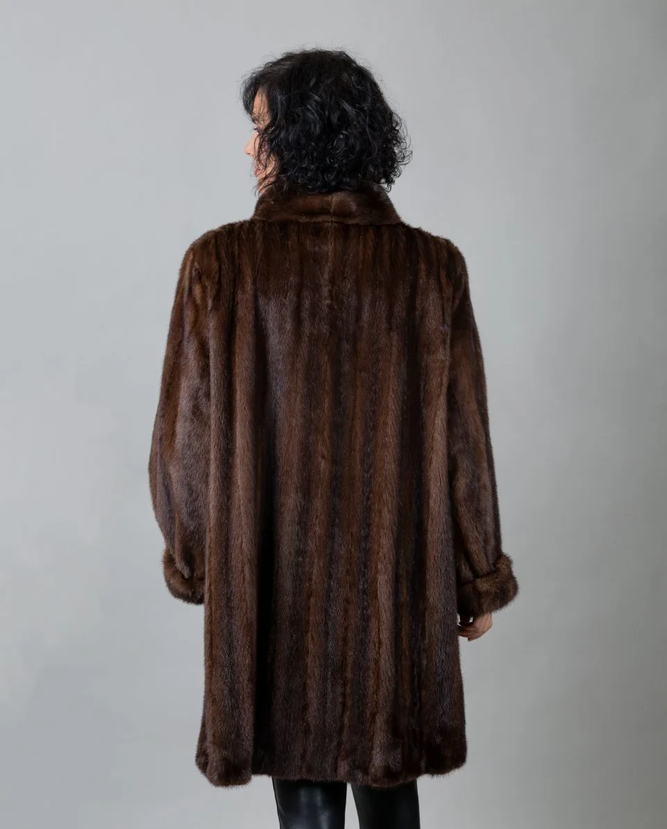 Abrigo largo de pelo de mujer de visón reversible - Imagen 2