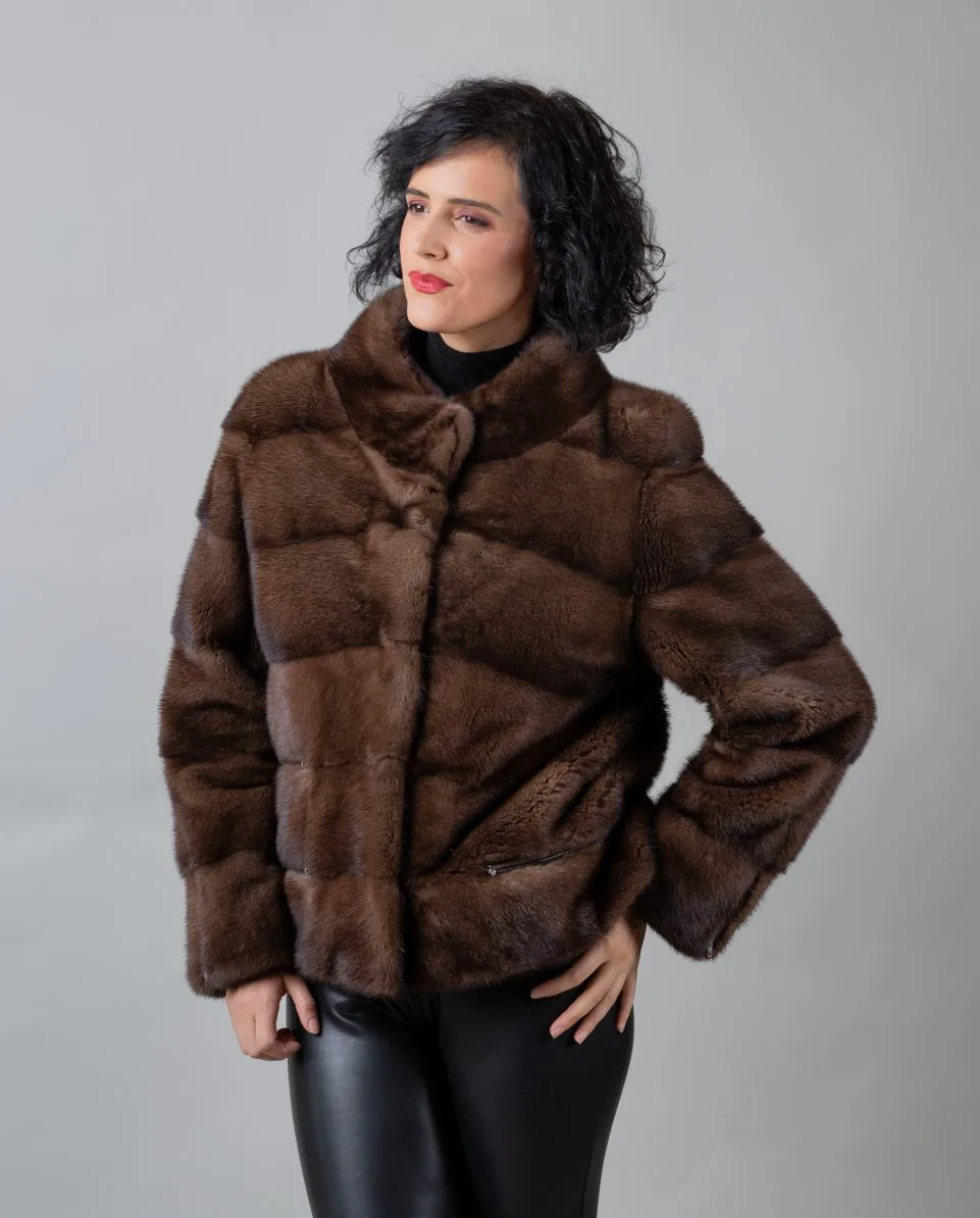 Chaqueta de pelo de mujer de visón con cuatro cremalleras - Imagen 3