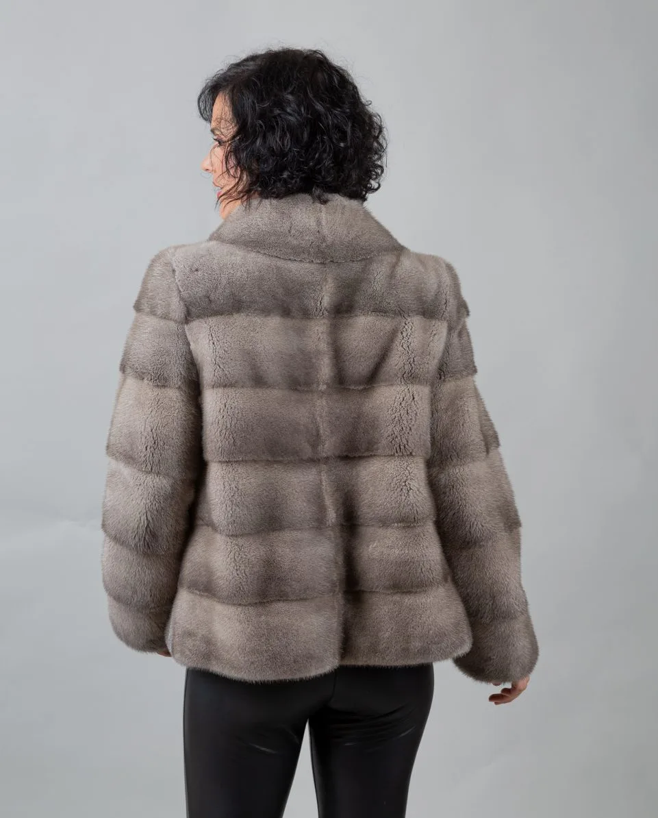 Chaqueta de pelo de mujer de visón con cuello barco - Imagen 2
