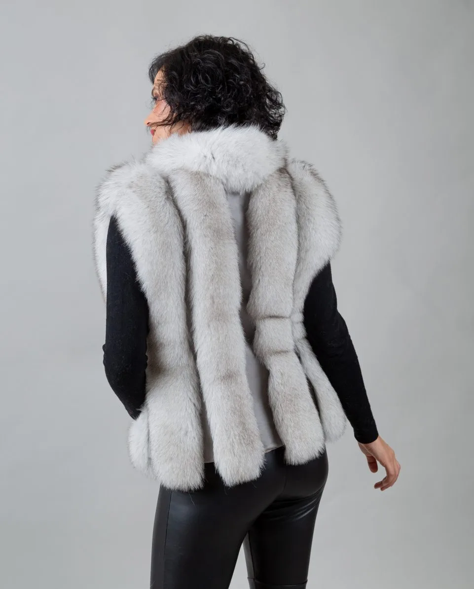 Chaleco de pelo de mujer de zorro y napa en vertical - Imagen 2