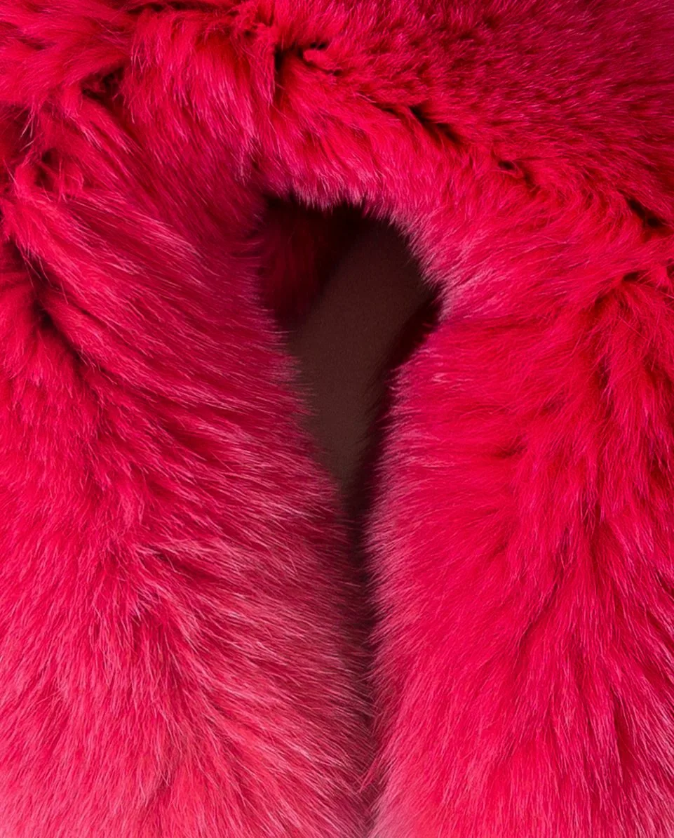 Cuello de pelo de zorro en color fucsia - Imagen 2