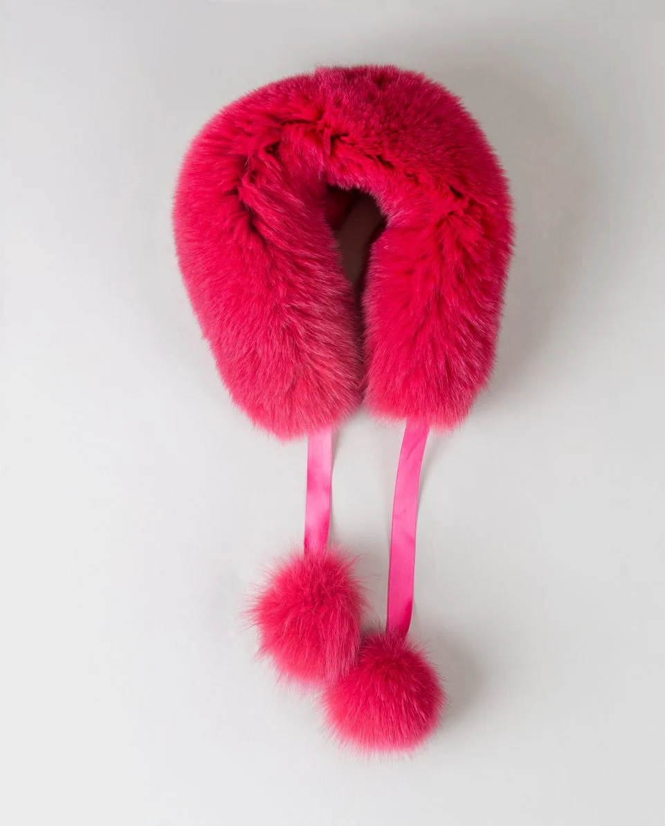 Cuello de pelo de zorro en color fucsia