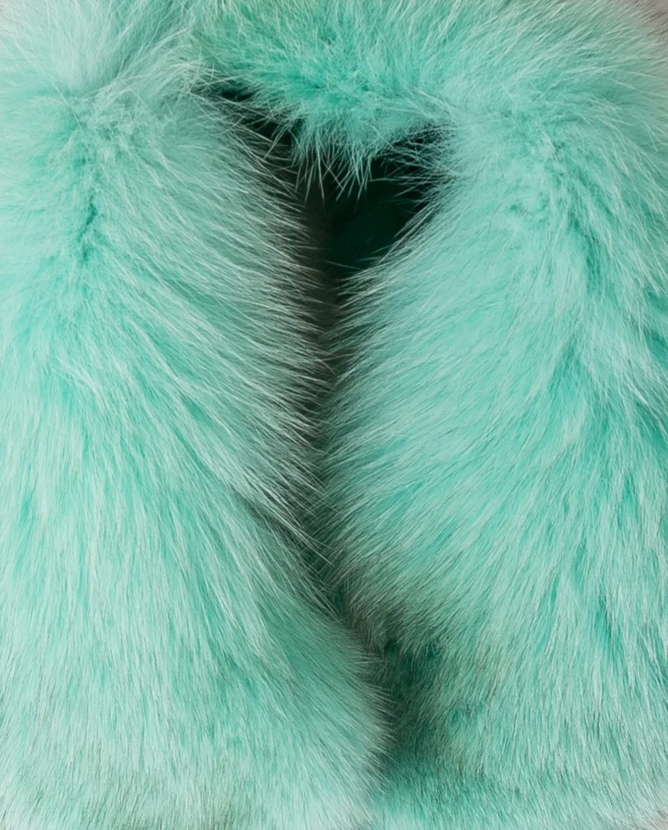 Cuello de pelo de zorro en color verde - Imagen 2