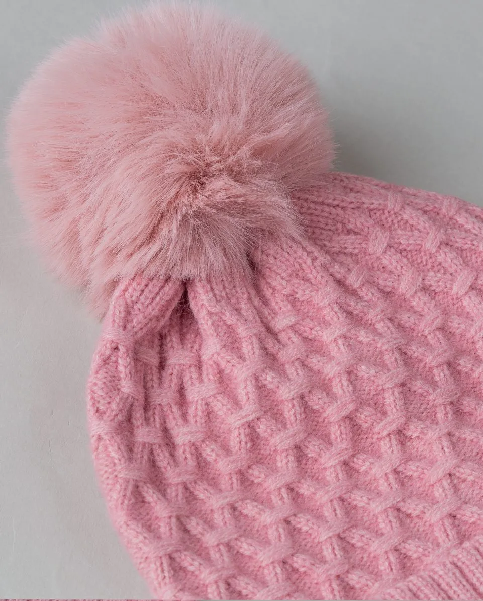 Gorro de mujer de lana con pompón de pelo de rex - Imagen 2