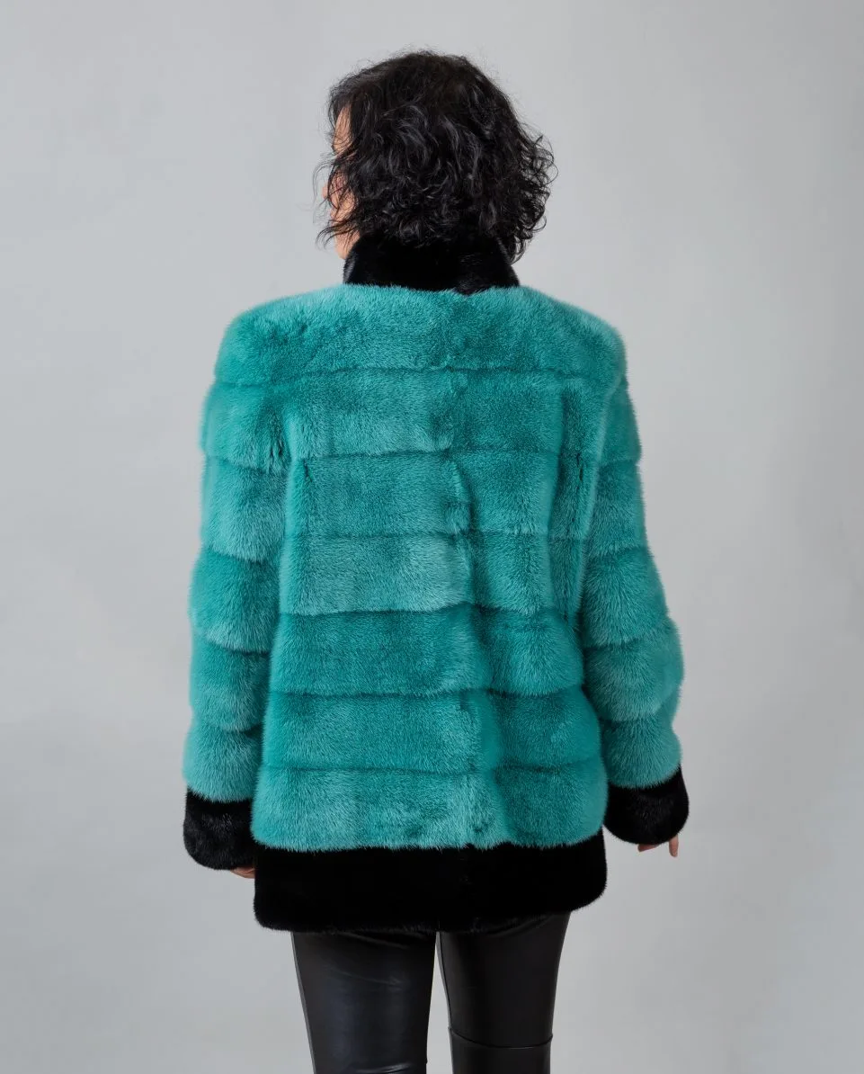 Chaqueta de mujer de pelo de visón bicolor - Imagen 2