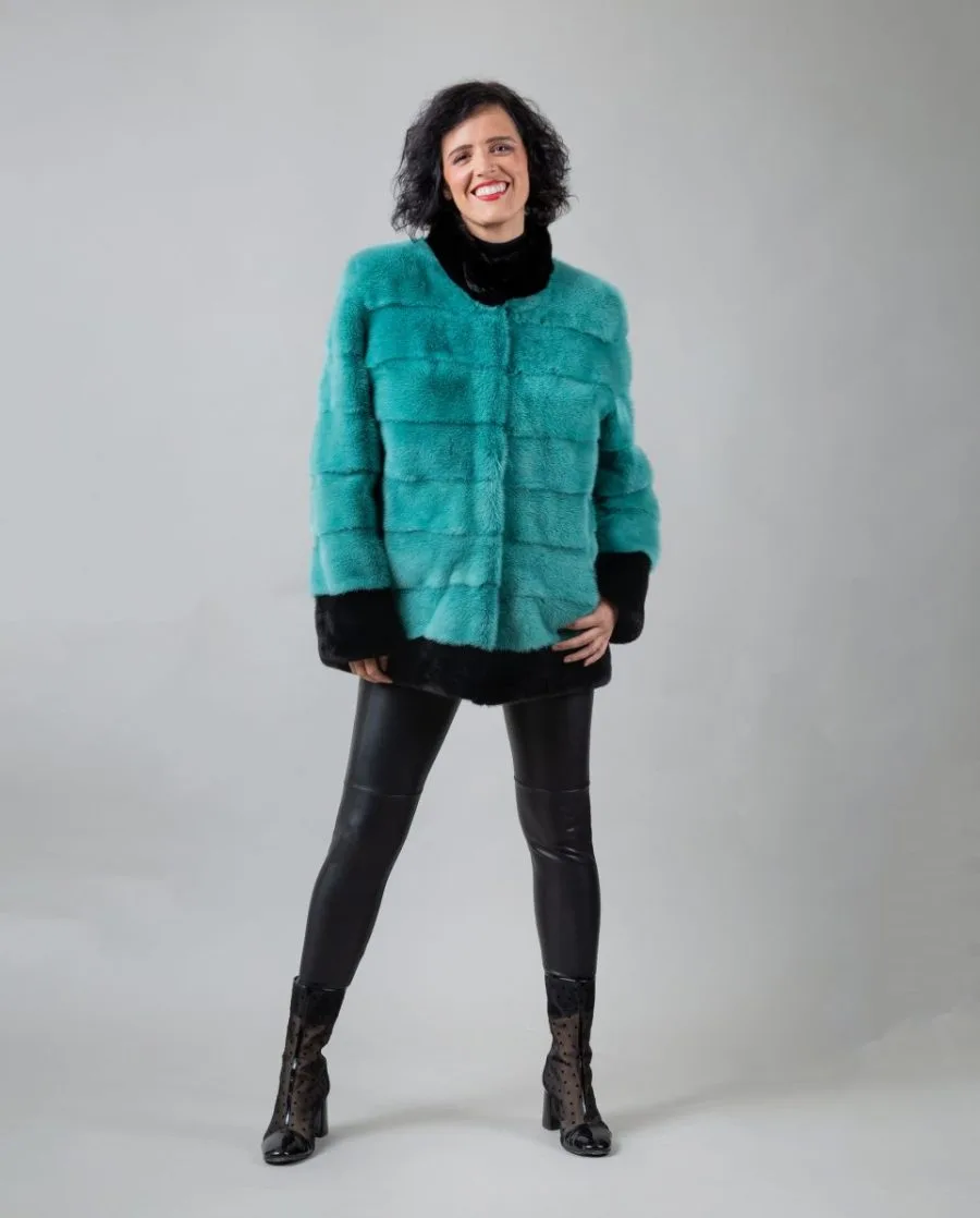Chaqueta de mujer de pelo de visón bicolor