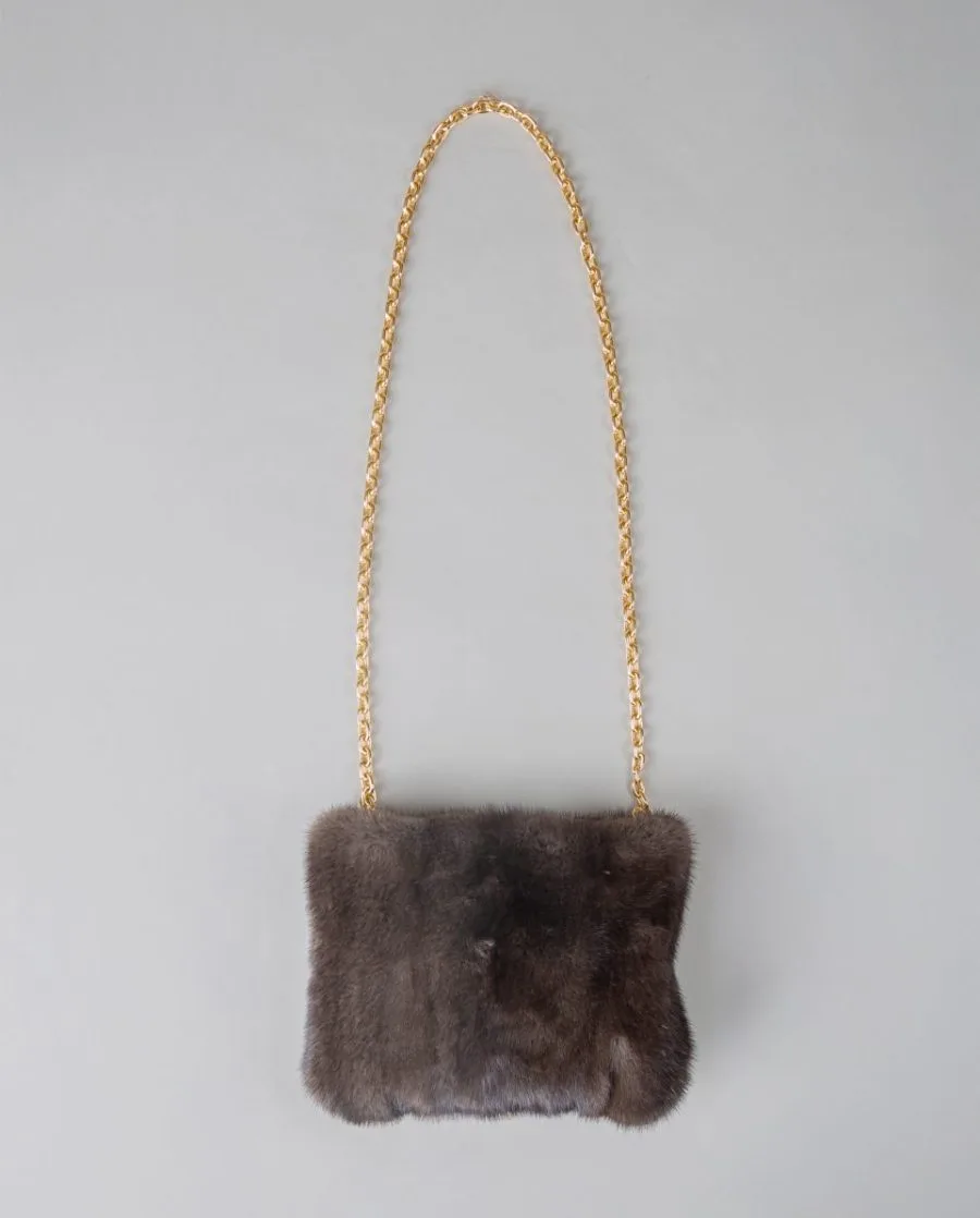 Bolso de mano de pelo de visón con asa bandolera